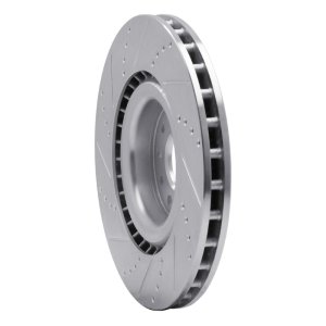 Fiat 500L Brake Rotor (1) - Front Right - R1 Concepts - Drilled & Slotted - Silver - `14-`19